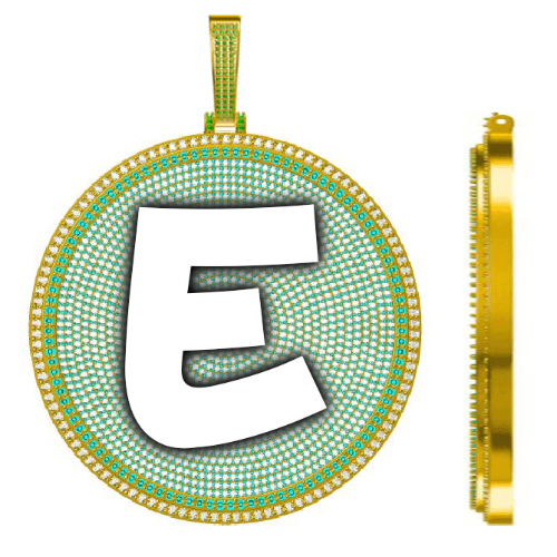 CUSTOM LETTER NECKLACE 3D BIG DISC