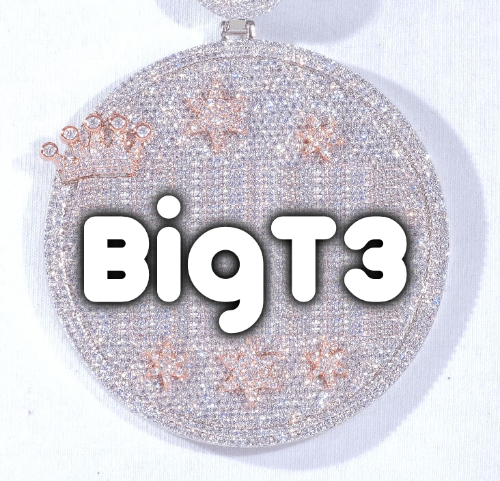 CUSTOM LETTER NECKLACE 3D BIG CROWN DISC