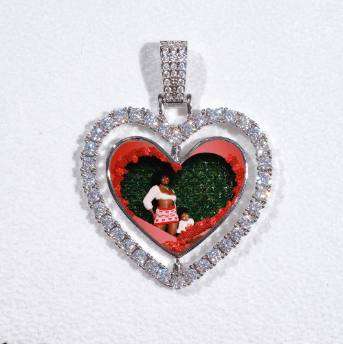 3D Spinning 2-Faced Heart Custom Picture Pendant