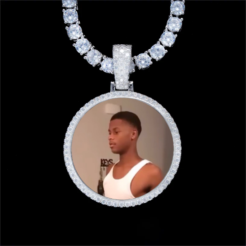 925S & VVS Moissanite 3D Circle Custom Picture Pendant