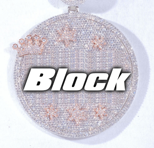 CUSTOM LETTER NECKLACE 3D BIG CROWN DISC