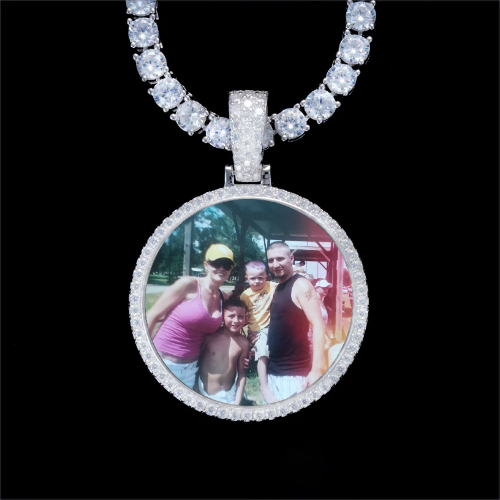925S & VVS Moissanite 3D Circle Custom Picture Pendant