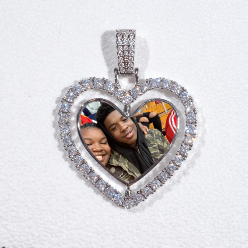 3D Spinning 2-Faced Heart Custom Picture Pendant