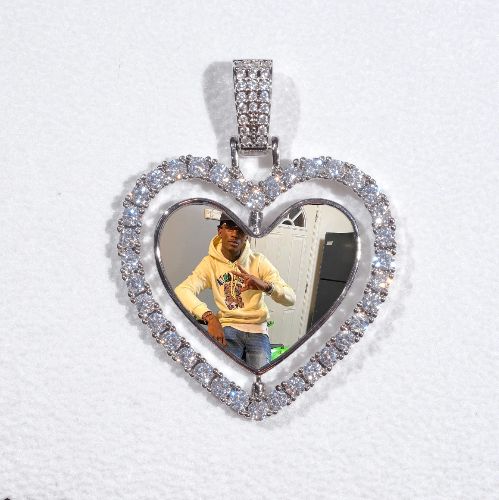 3D Spinning 2-Faced Heart Custom Picture Pendant