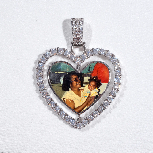 3D Spinning 2-Faced Heart Custom Picture Pendant