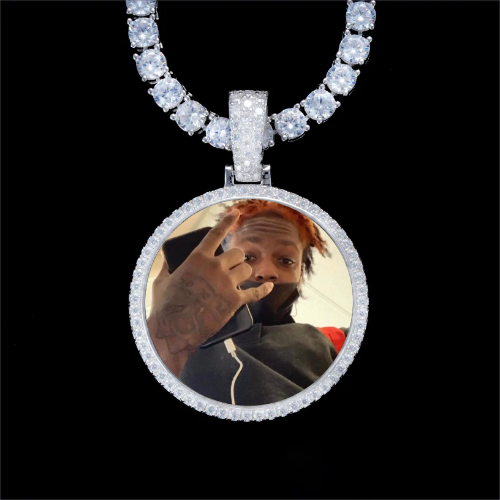 925S & VVS Moissanite 3D Circle Custom Picture Pendant