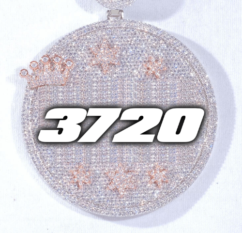 CUSTOM LETTER NECKLACE 3D BIG CROWN DISC