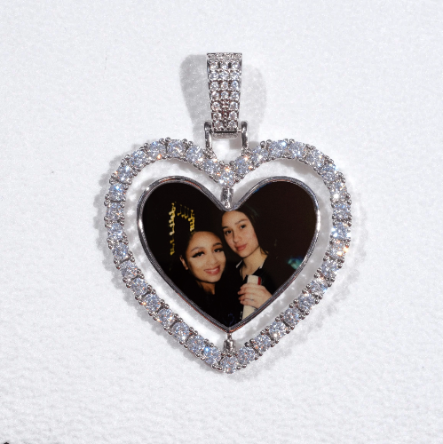 3D Spinning 2-Faced Heart Custom Picture Pendant