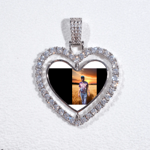 3D Spinning 2-Faced Heart Custom Picture Pendant