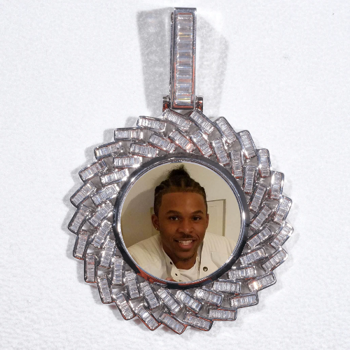 Large 3D Baguette Custom Picture Pendant