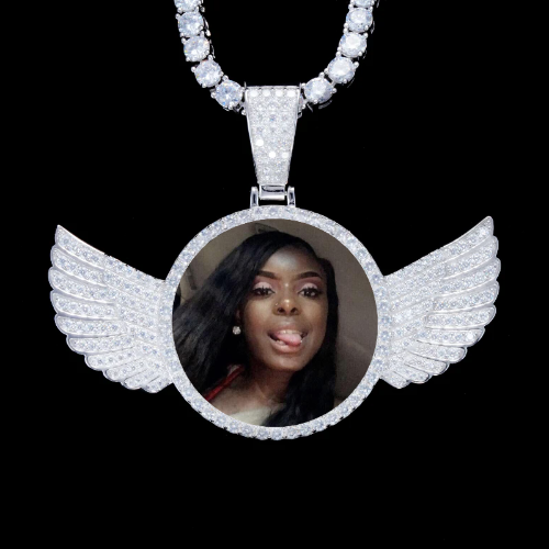 925S & VVS Moissanite 3D Wing Custom Picture Pendant