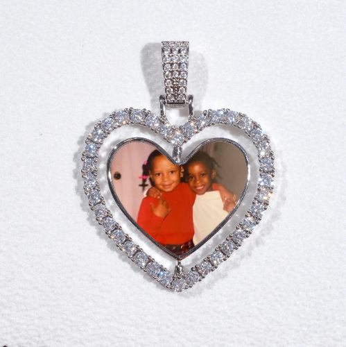 3D Spinning 2-Faced Heart Custom Picture Pendant