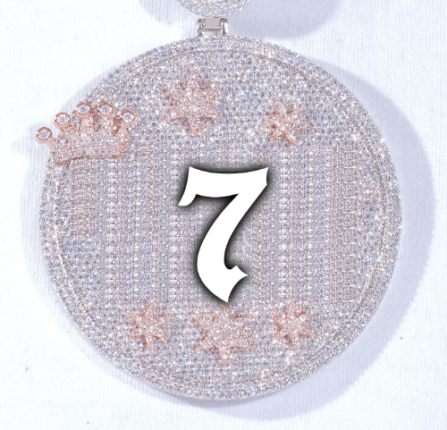 CUSTOM LETTER NECKLACE 3D BIG CROWN DISC