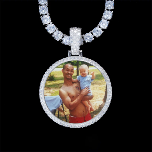925S & VVS Moissanite 3D Circle Custom Picture Pendant