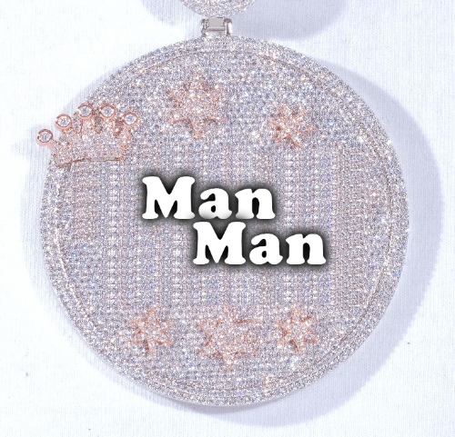 CUSTOM LETTER NECKLACE 3D BIG CROWN DISC