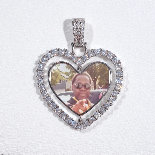 3D Spinning 2-Faced Heart Custom Picture Pendant
