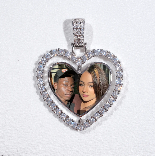 3D Spinning 2-Faced Heart Custom Picture Pendant