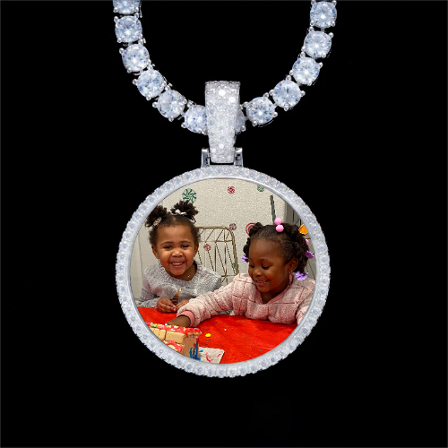 925S & VVS Moissanite 3D Circle Custom Picture Pendant