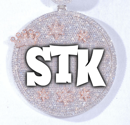 CUSTOM LETTER NECKLACE 3D BIG CROWN DISC