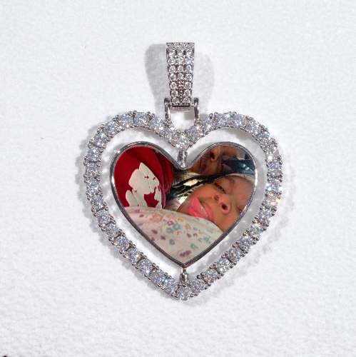 3D Spinning 2-Faced Heart Custom Picture Pendant