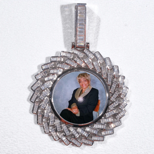 Large 3D Baguette Custom Picture Pendant