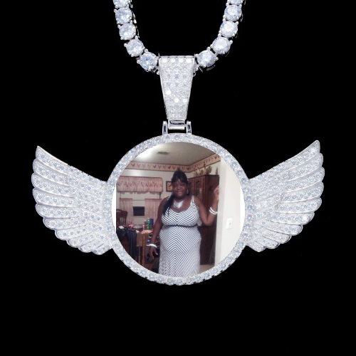 925S & VVS Moissanite 3D Wing Custom Picture Pendant