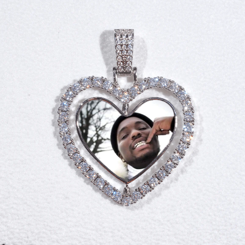 3D Spinning 2-Faced Heart Custom Picture Pendant