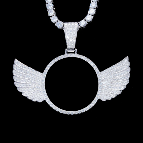 925S & VVS Moissanite 3D Wing Custom Picture Pendant