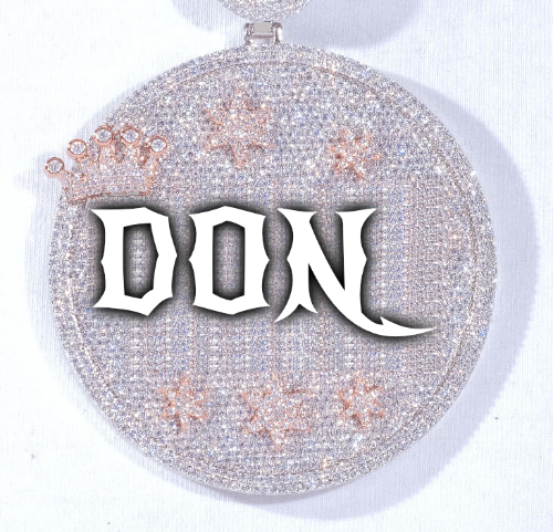 CUSTOM LETTER NECKLACE 3D BIG CROWN DISC