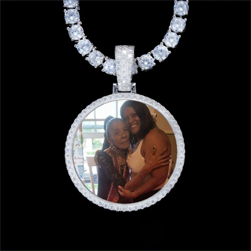 925S & VVS Moissanite 3D Circle Custom Picture Pendant