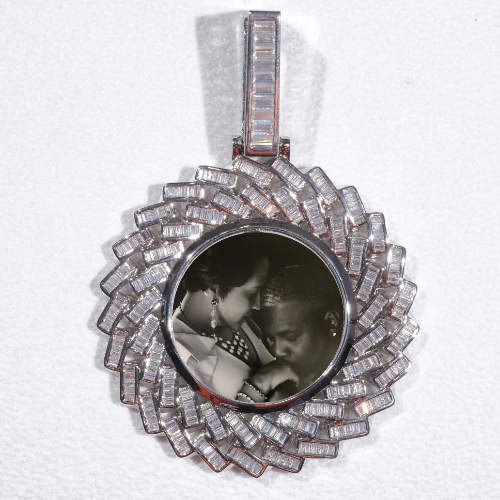 Large 3D Baguette Custom Picture Pendant