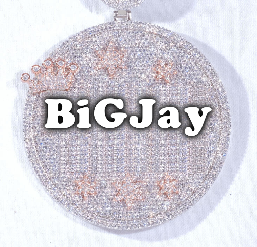 CUSTOM LETTER NECKLACE 3D BIG CROWN DISC