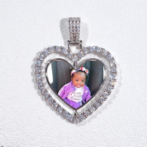3D Spinning 2-Faced Heart Custom Picture Pendant