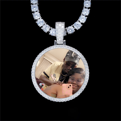925S & VVS Moissanite 3D Circle Custom Picture Pendant
