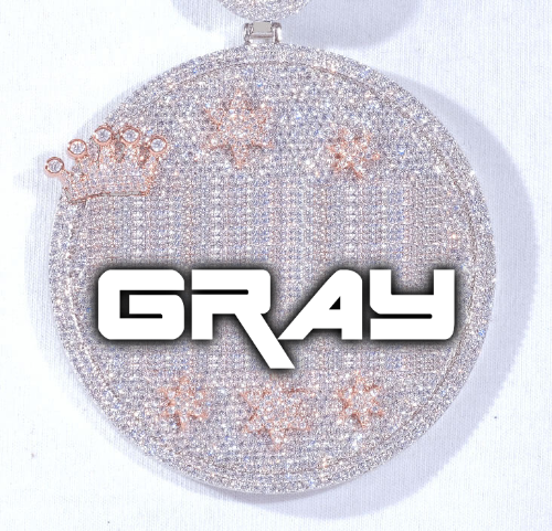CUSTOM LETTER NECKLACE 3D BIG CROWN DISC