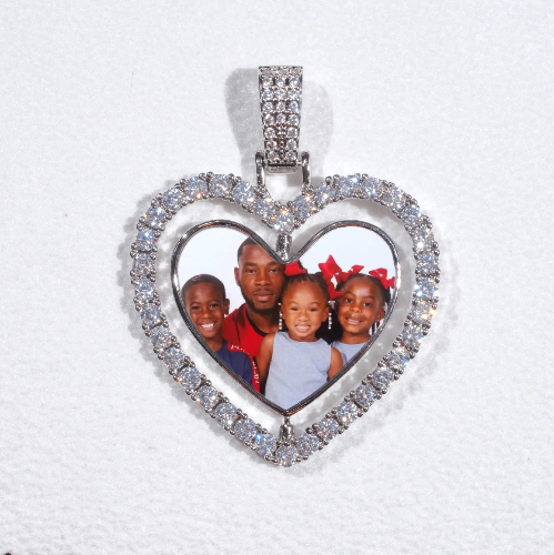 3D Spinning 2-Faced Heart Custom Picture Pendant