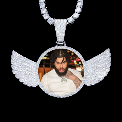 925S & VVS Moissanite 3D Wing Custom Picture Pendant