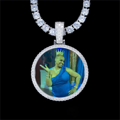 925S & VVS Moissanite 3D Circle Custom Picture Pendant