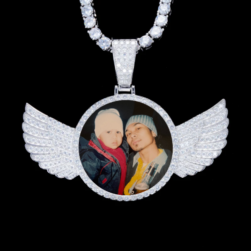 925S & VVS Moissanite 3D Wing Custom Picture Pendant