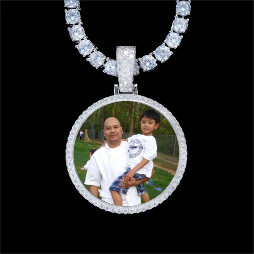925S & VVS Moissanite 3D Circle Custom Picture Pendant