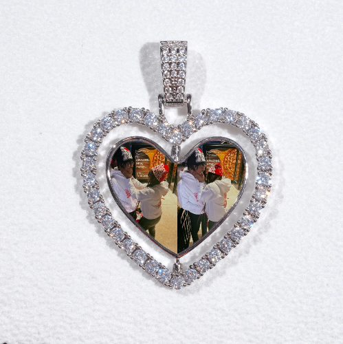 3D Spinning 2-Faced Heart Custom Picture Pendant