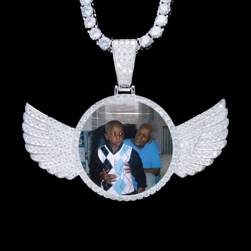 925S & VVS Moissanite 3D Wing Custom Picture Pendant