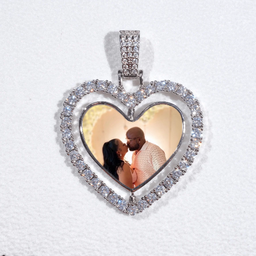3D Spinning 2-Faced Heart Custom Picture Pendant