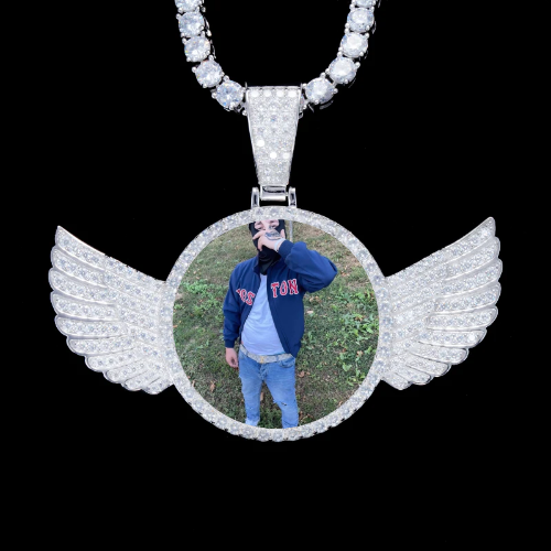925S & VVS Moissanite 3D Wing Custom Picture Pendant