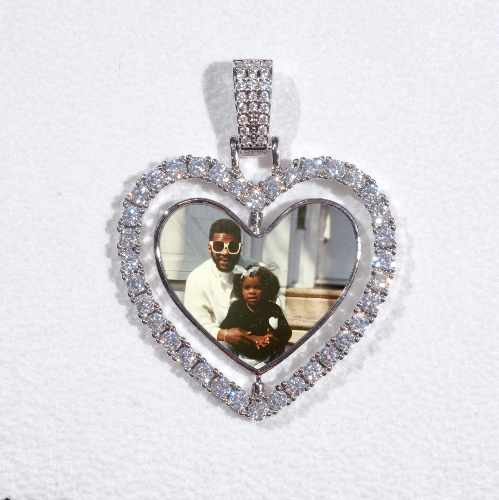 3D Spinning 2-Faced Heart Custom Picture Pendant
