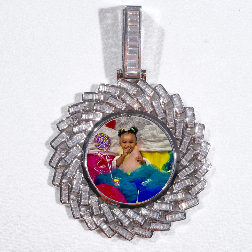 Large 3D Baguette Custom Picture Pendant