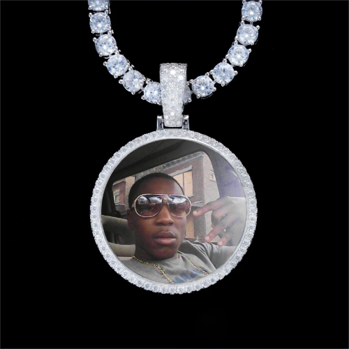 925S & VVS Moissanite 3D Circle Custom Picture Pendant