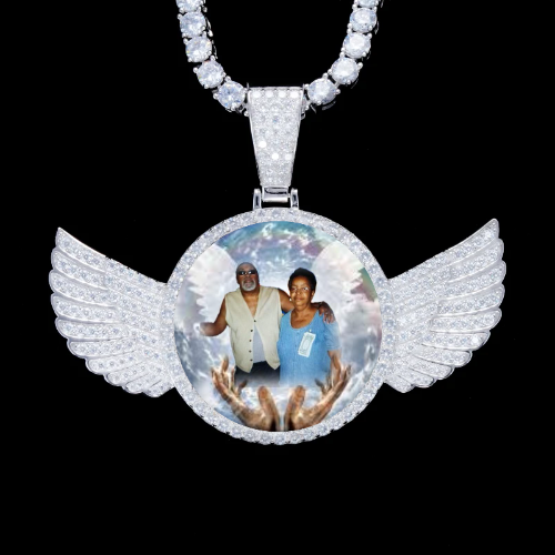 925S & VVS Moissanite 3D Wing Custom Picture Pendant