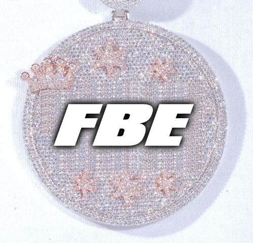 CUSTOM LETTER NECKLACE 3D BIG CROWN DISC