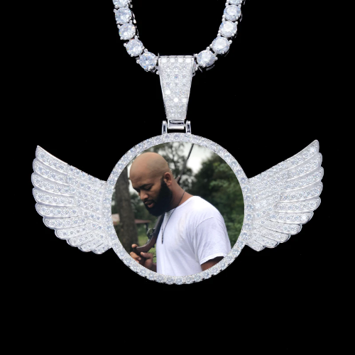 925S & VVS Moissanite 3D Wing Custom Picture Pendant